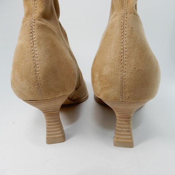 Dolce Vita Azalea Pointed Toe Bootie Sock Boots 9 Camel Tan Stretch Faux Suede - Picture 8 of 14